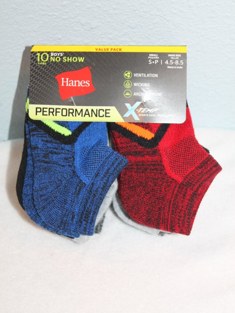 Hanes Performance X-Temp No Show Boys Socks 10-Pack Size S